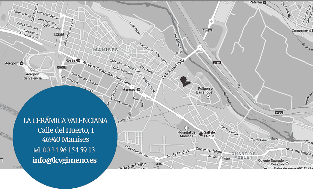 Mapa de localización de la cerámica valenciana de José Gimeno